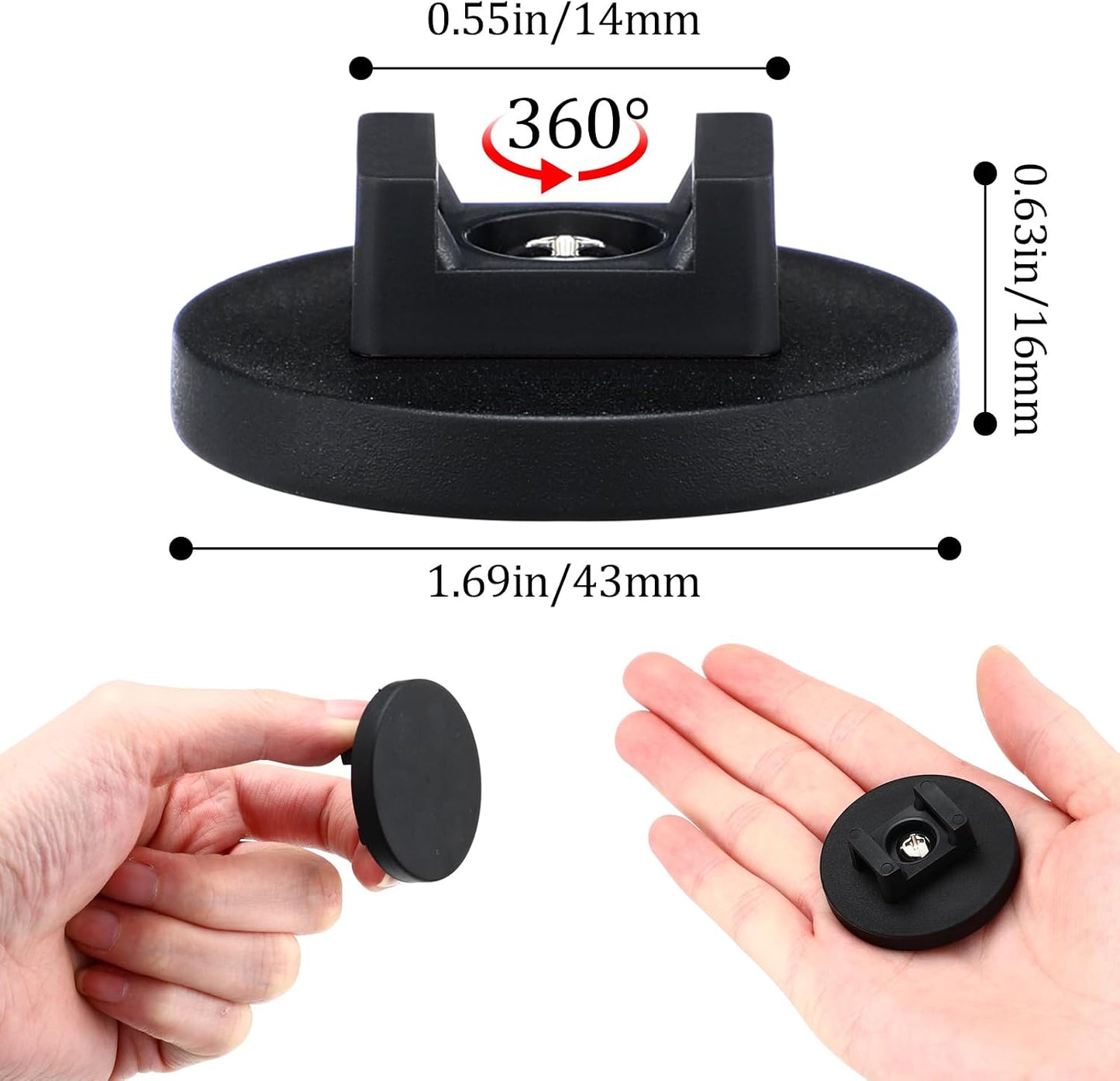 Base magnética para cables con clips negros multiusos