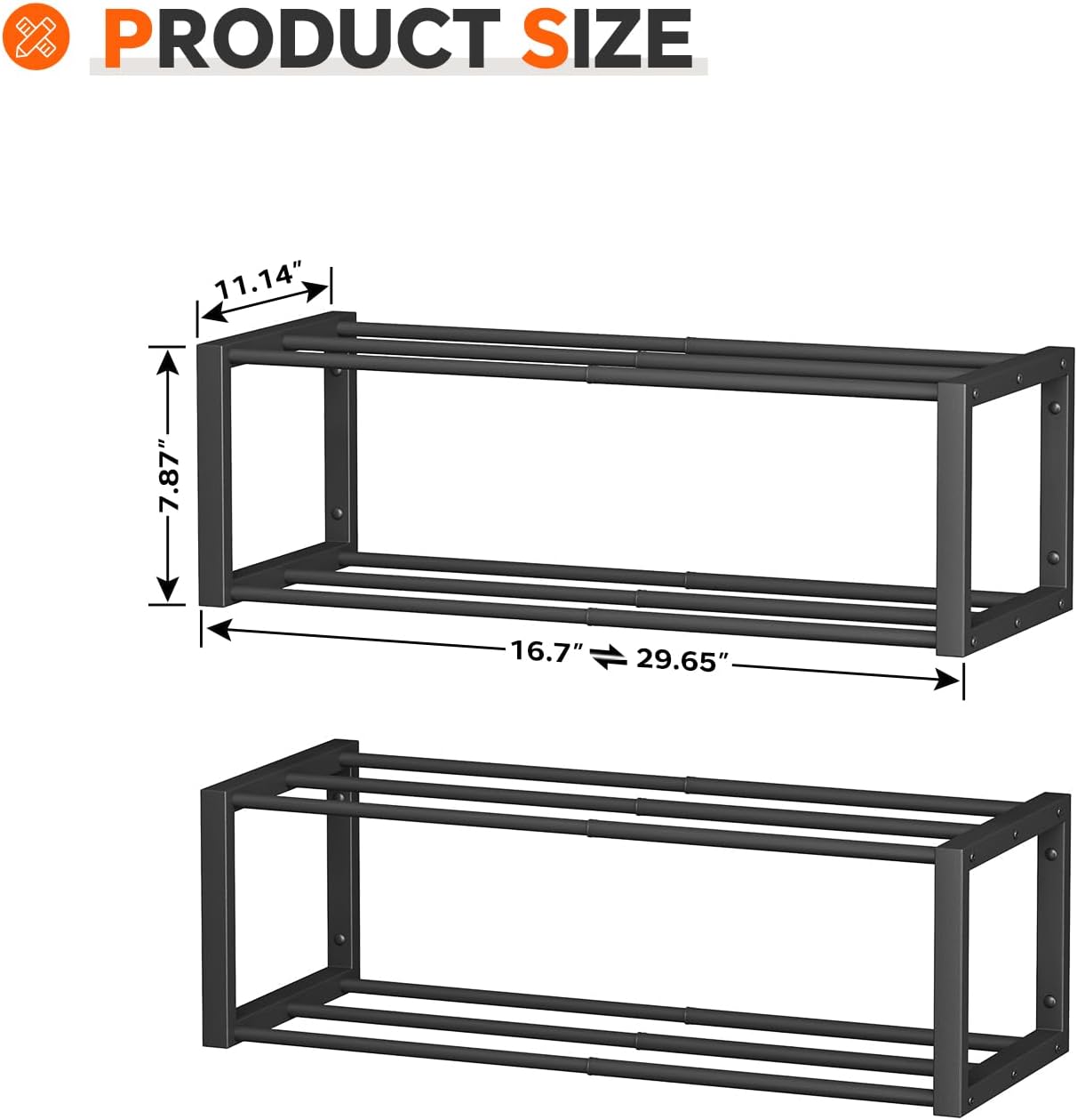 Organiz. zapatos colgante 2 pzas pared 12 pares metal negro