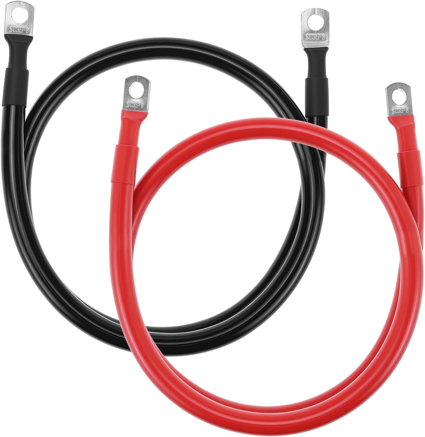 Cables batería cobre 3 pies rojo negro terminales 5/16"