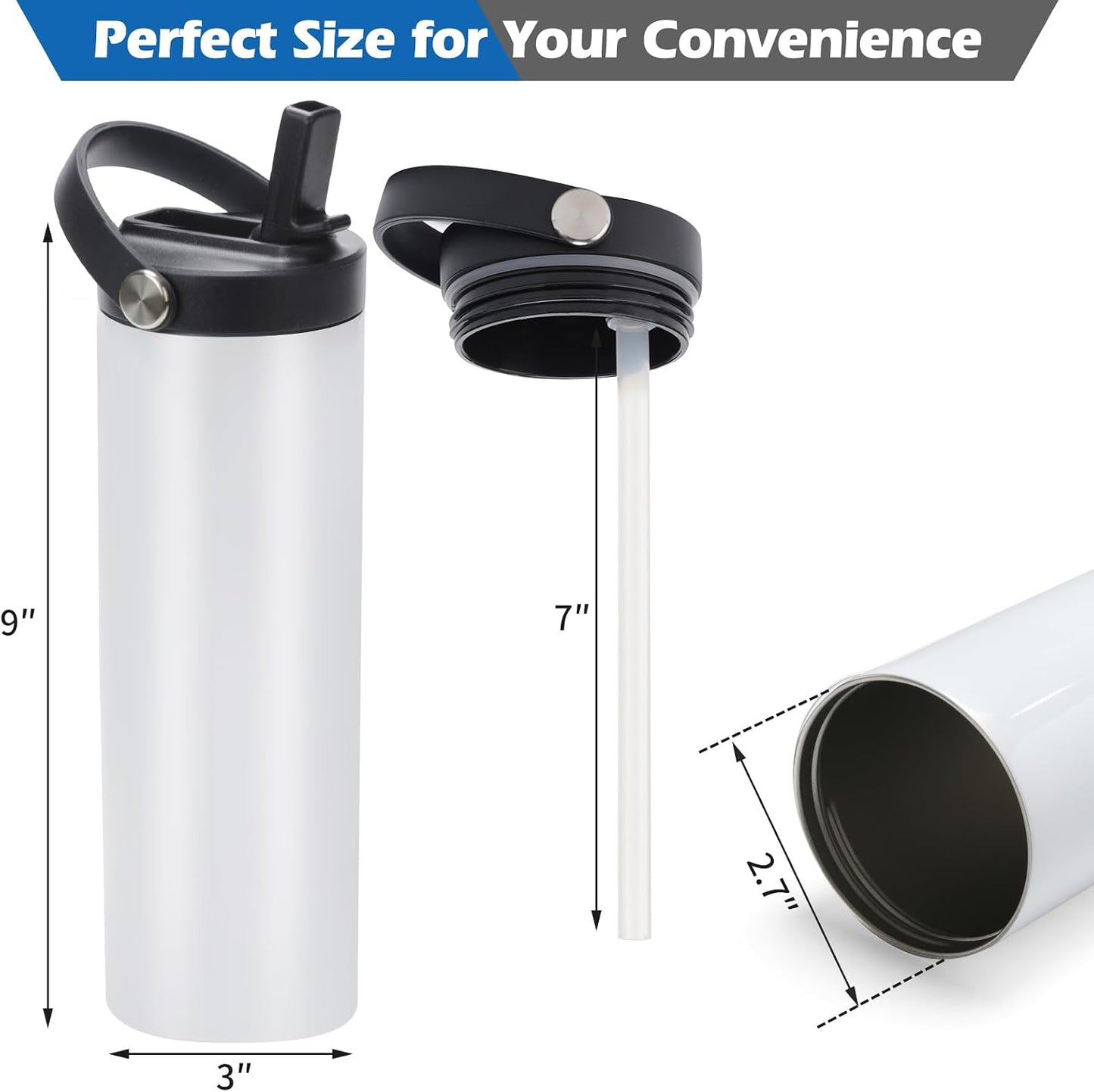 12 Vasos Sublimación 20oz Acero Inox Doble Pared con Asa