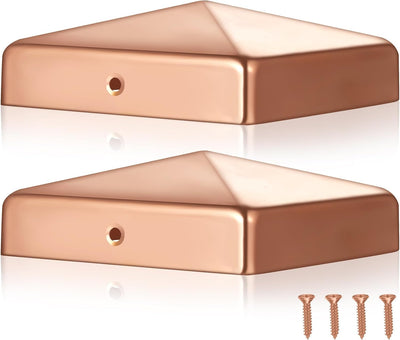2 Pzas Tapas Poste Cobre Macizo 4x4'' para Valla Cubierta