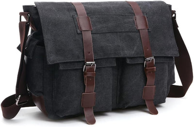 Bolso bandolera lona vintage para laptop 15.6pulg con