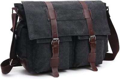 Bolso bandolera lona vintage para laptop 15.6pulg con