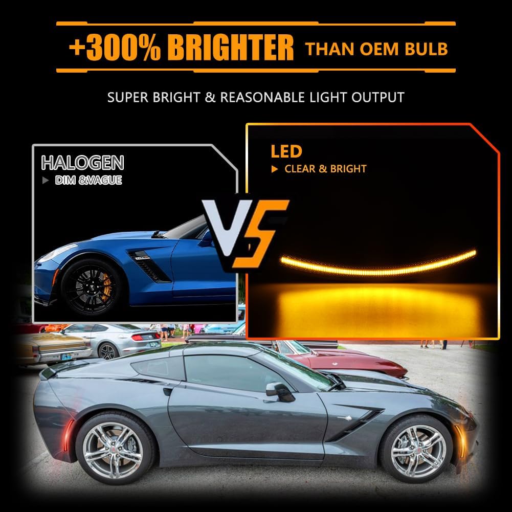 Luces LED marcador lateral Corvette C7 14-19 con lente