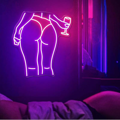 Letrero LED rosa con patrón de mujer para dormitorio y fiesta