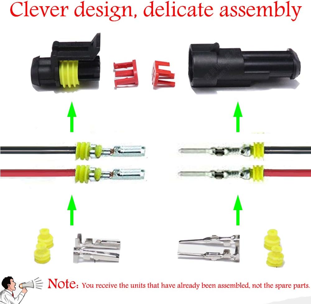 Conector eléctrico impermeable 16 AWG 2 pines para auto camión barco