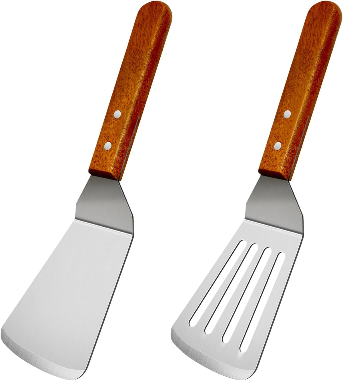 Set 2 Espátulas Metal para Sartén Hierro Fundido Acero Inox