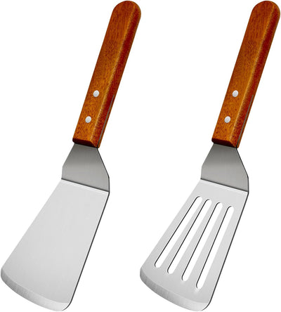Set 2 Espátulas Metal para Sartén Hierro Fundido Acero Inox