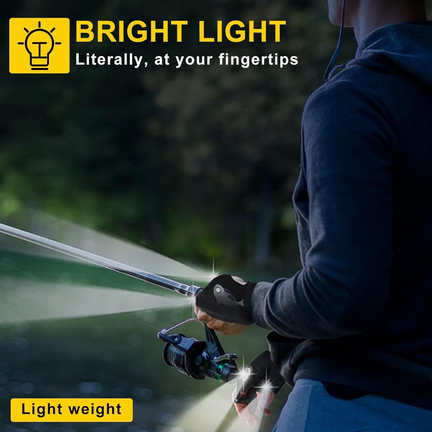 Guantes linterna LED recargables para reparar, pesca y auto