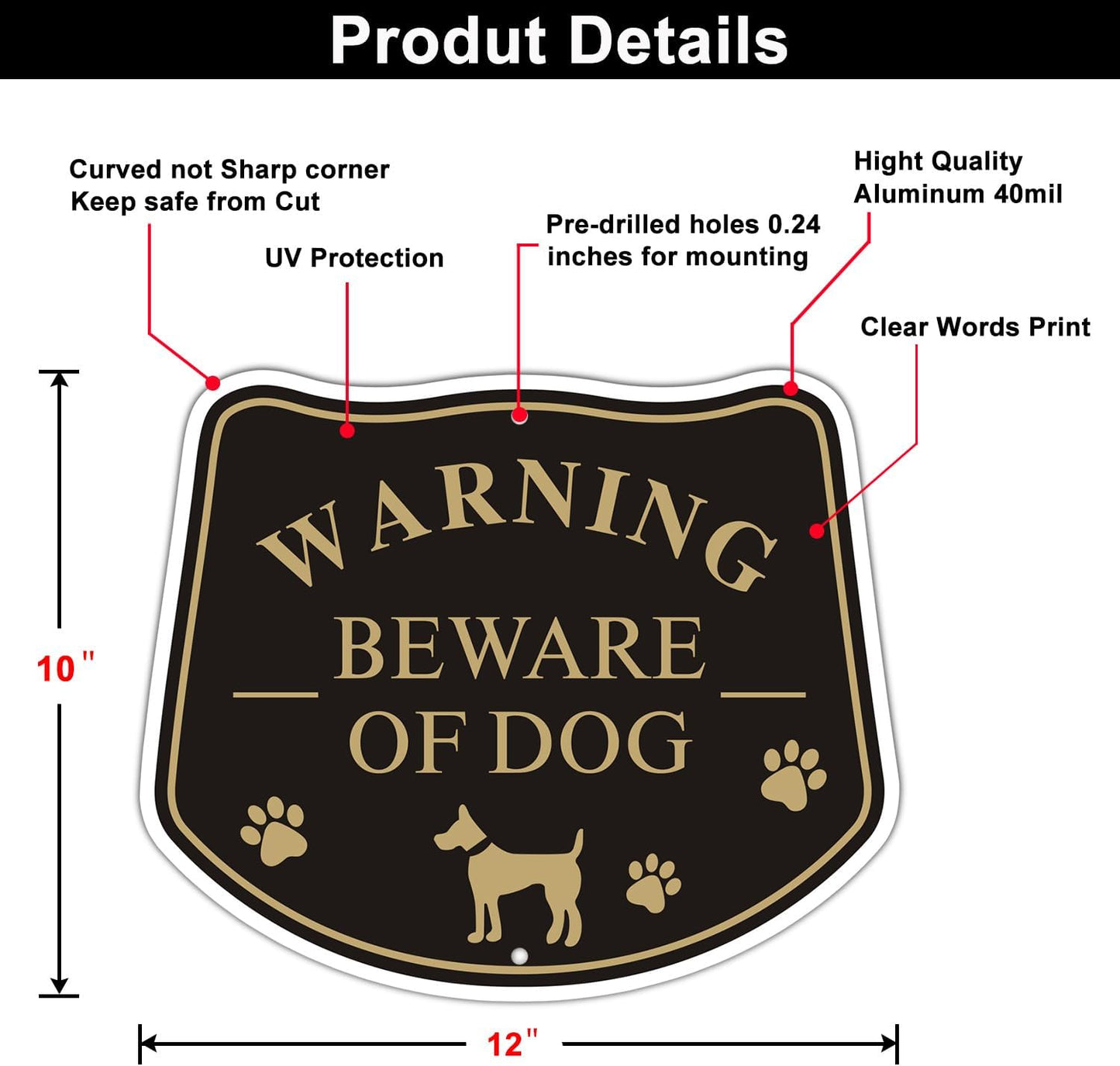 2 Carteles Advertencia Metal 10x12" Beware of the Dog
