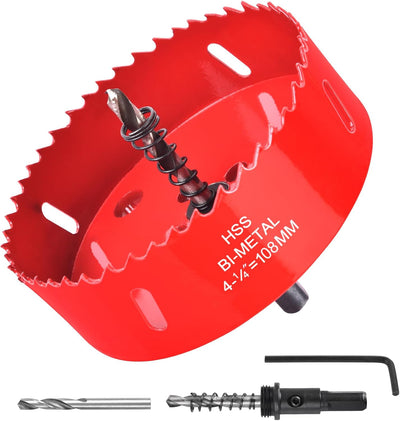 Sierra agujero 4-1/4pulg para madera y metal con broca piloto