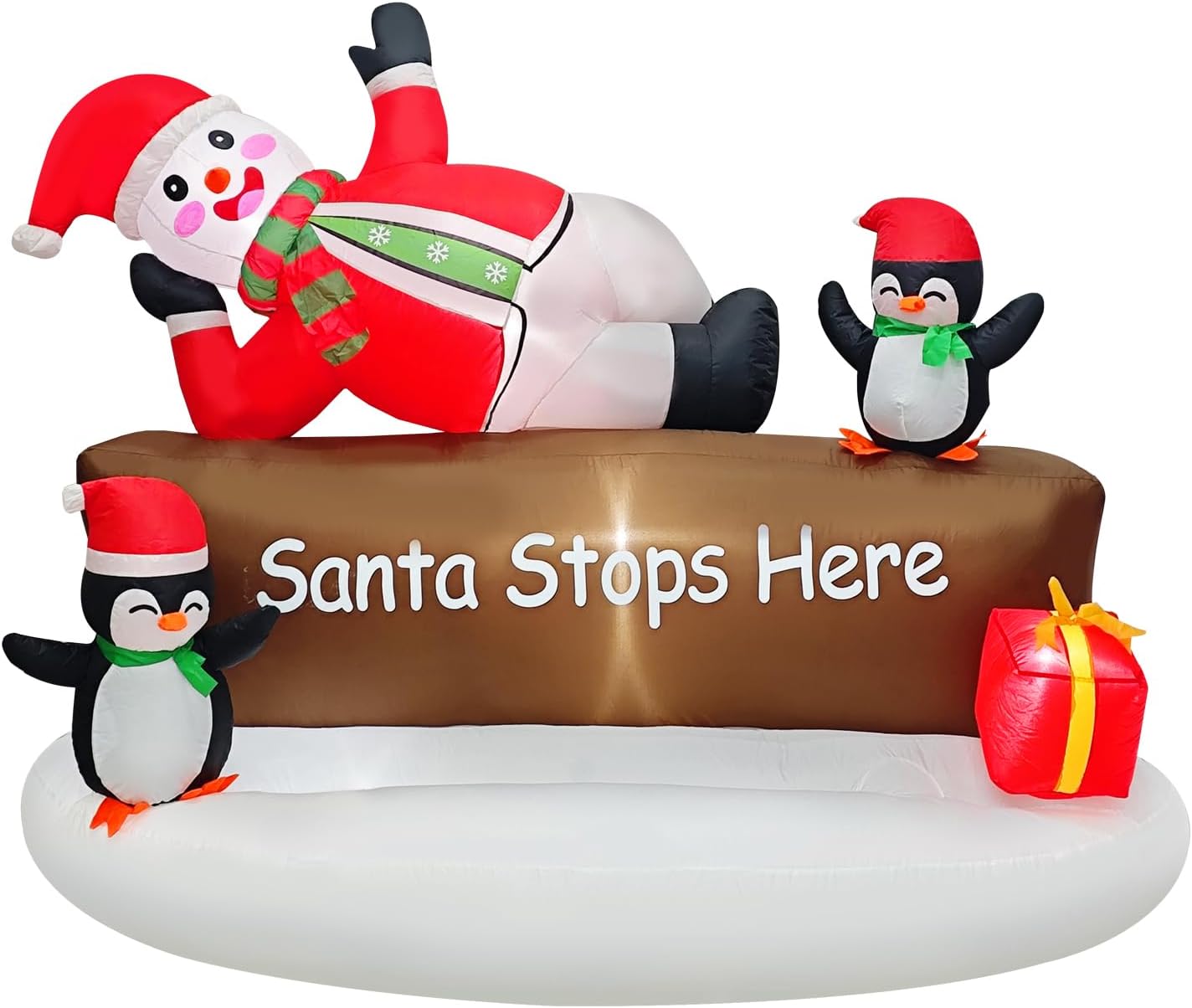 Muñeco nieve inflable con pingüinos 6ft letrero Santa
