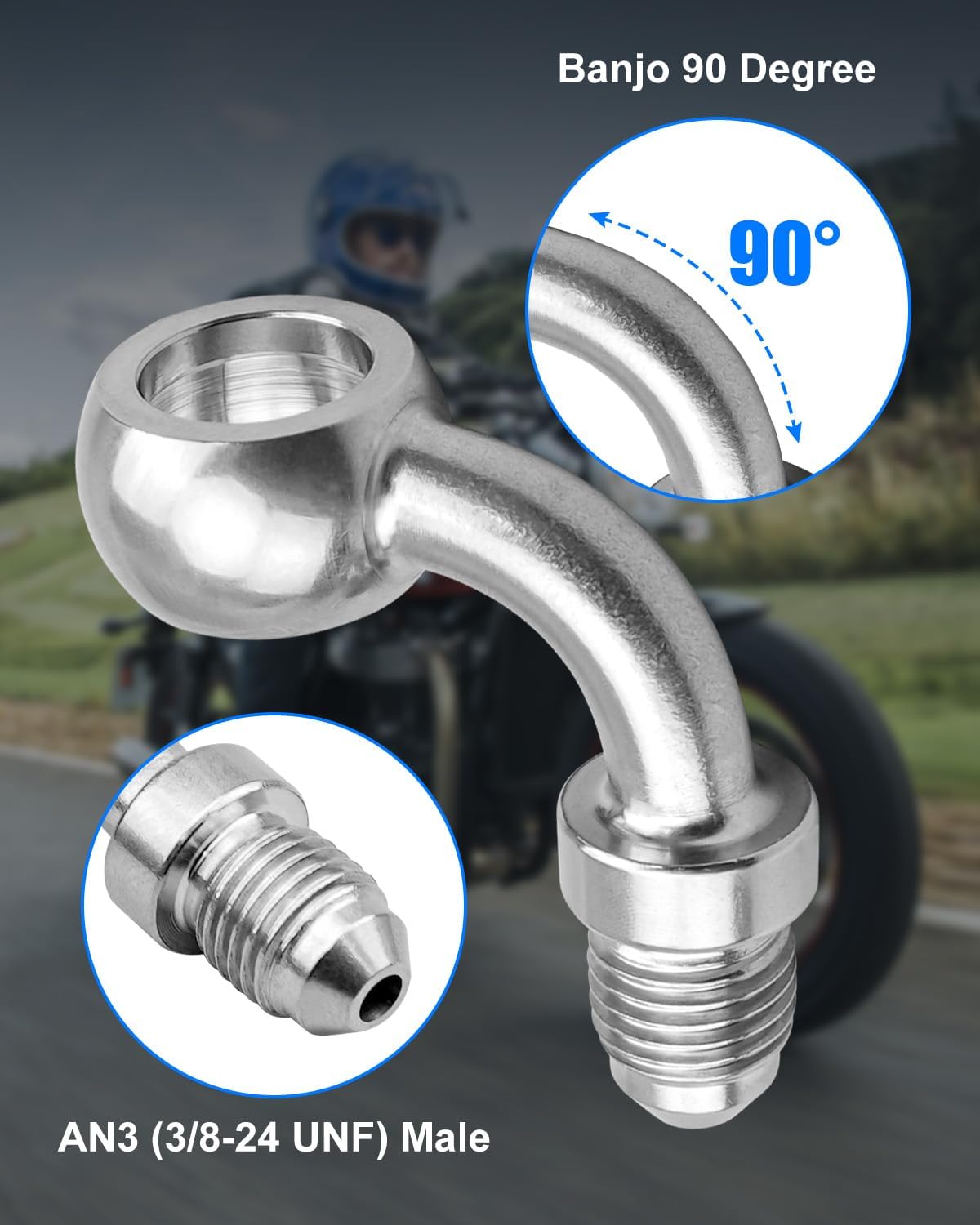 Adaptador manguera freno acero inox 3/8