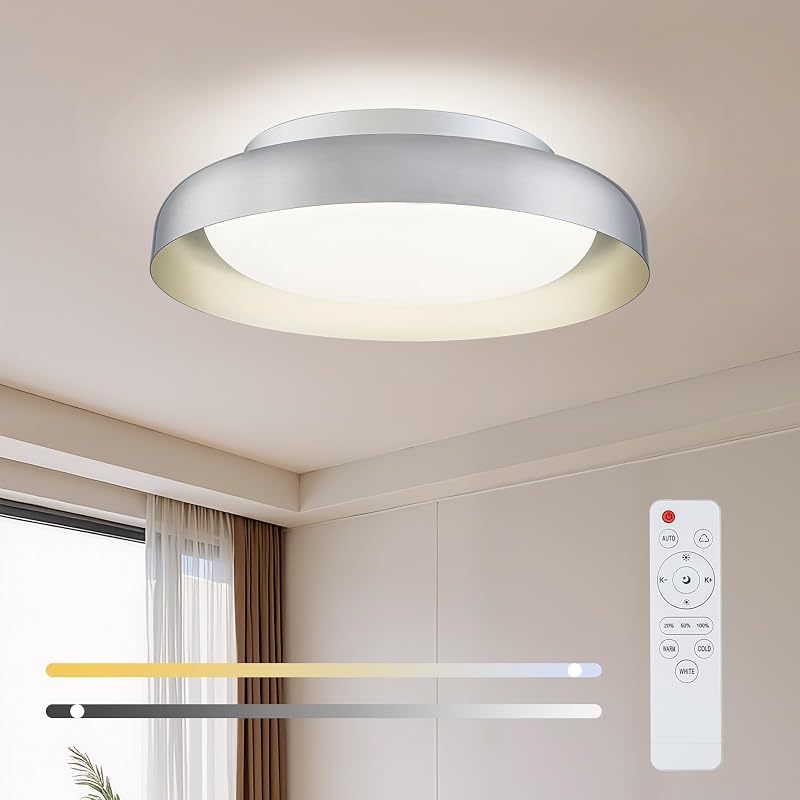 Lámpara techo LED regulable 24W níquel cepillado 30cm