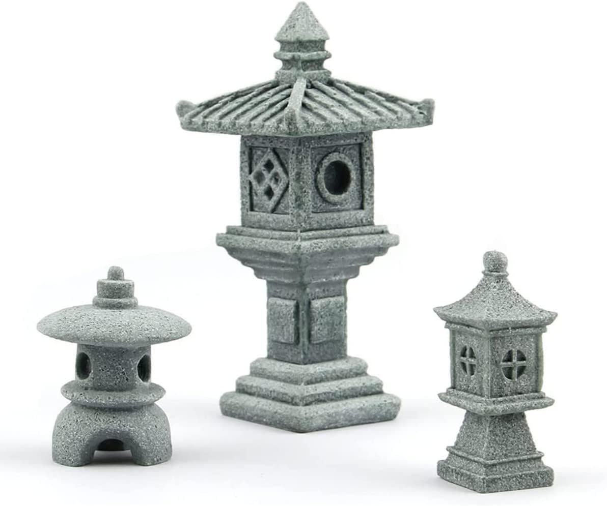 3 Pzas Estatuas Pagoda Farol Jardín Decoración Zen
