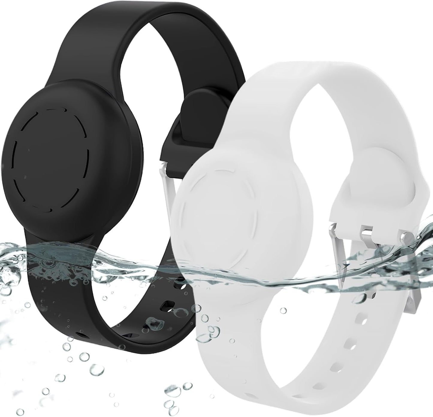 Pulsera Airtag silicona para niños ajustable negro y blanco