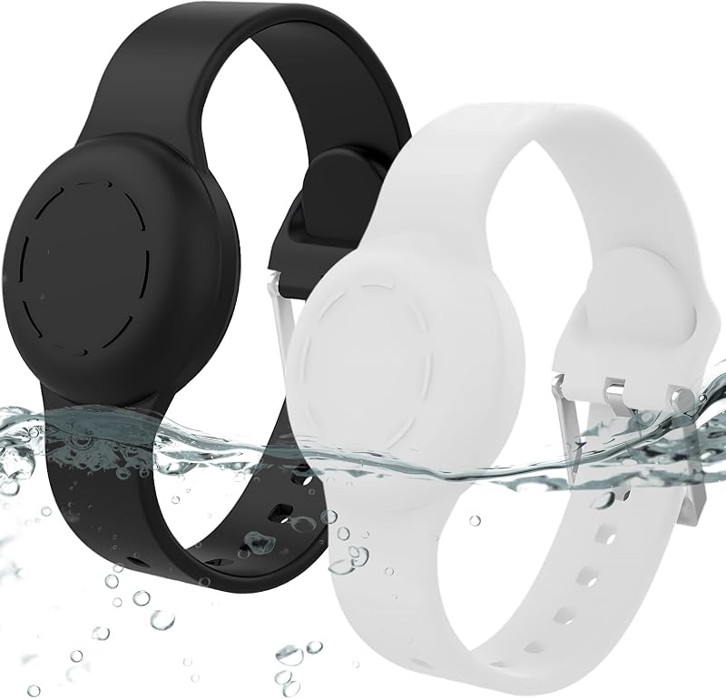 Pulsera Airtag silicona para niños ajustable negro y blanco