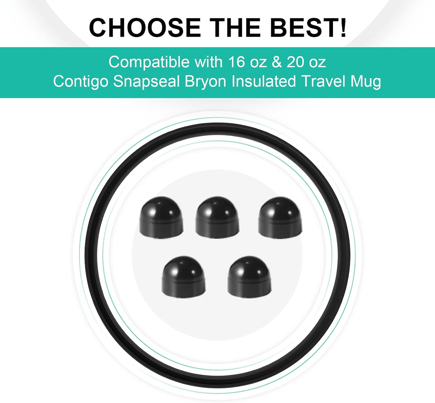 Tapón de goma y anillos sellado para taza Contigo Snapseal