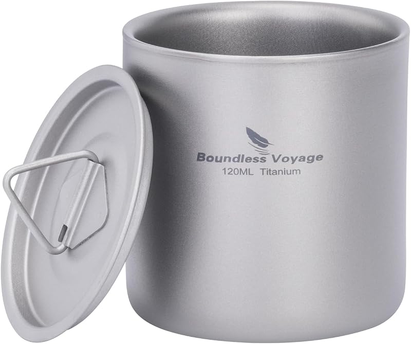 Taza titanio doble pared ultraligera portátil 4.1oz