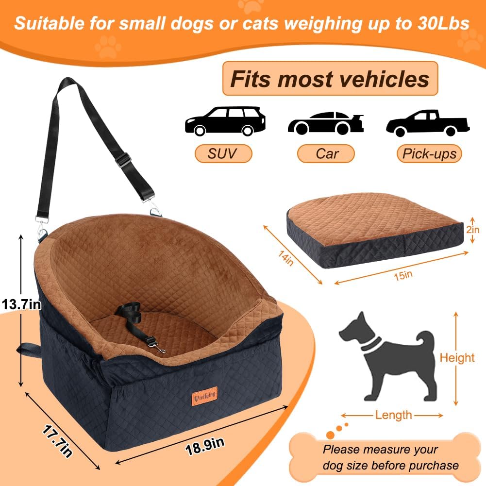 Asiento coche perros elevador desmontable lavable