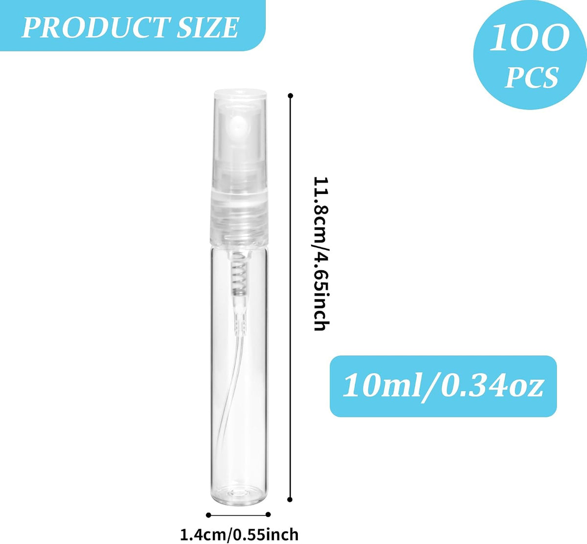 100 Botellas Vidrio 0.3oz Vacías para Perfume Viaje