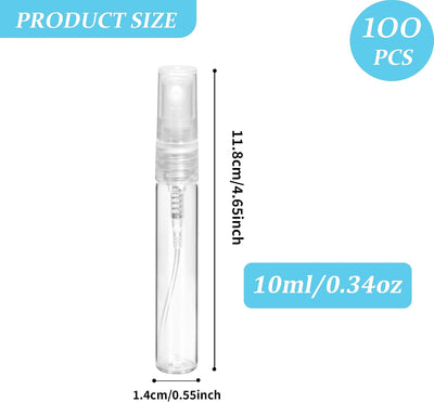 100 Botellas Vidrio 0.3oz Vacías para Perfume Viaje