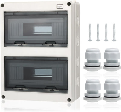 Caja distribución 24 vías IP66 riel DIN plástico ABS/PC