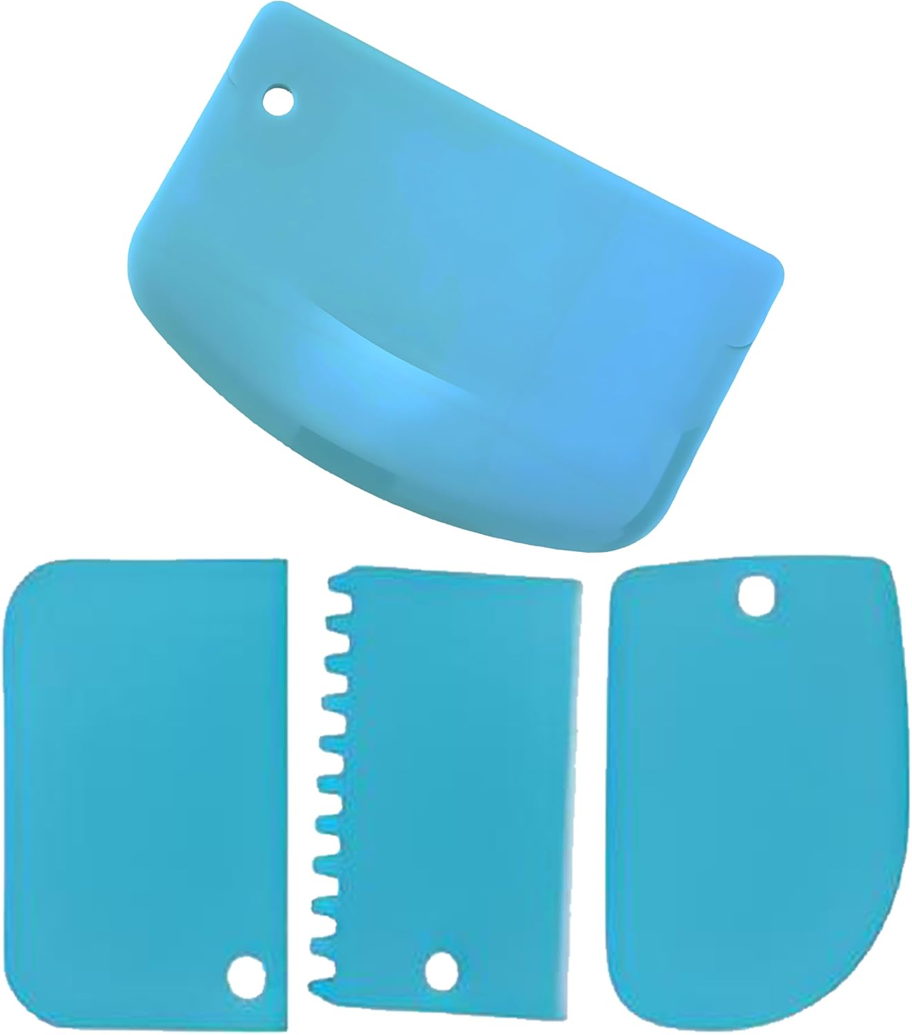 Juego 4 Pzas Raspador y Espátula Flexible para Pasteles Azul