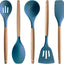 Set 5 Utensilios Silicona Antiadherente con Mango Madera