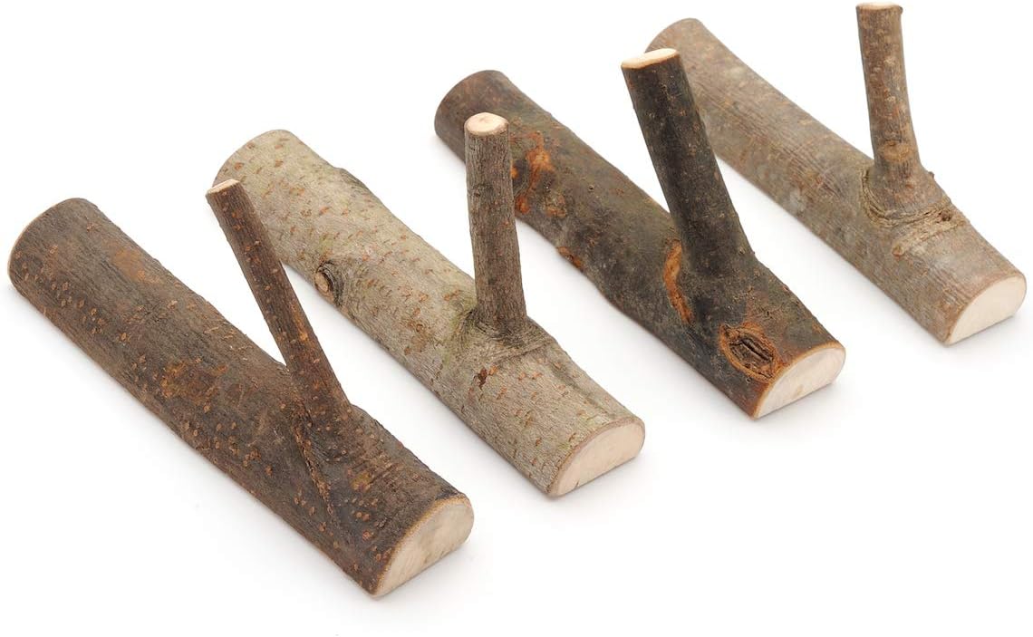 4 Ganchos madera rústica adhesivos soporte llaves abrigo