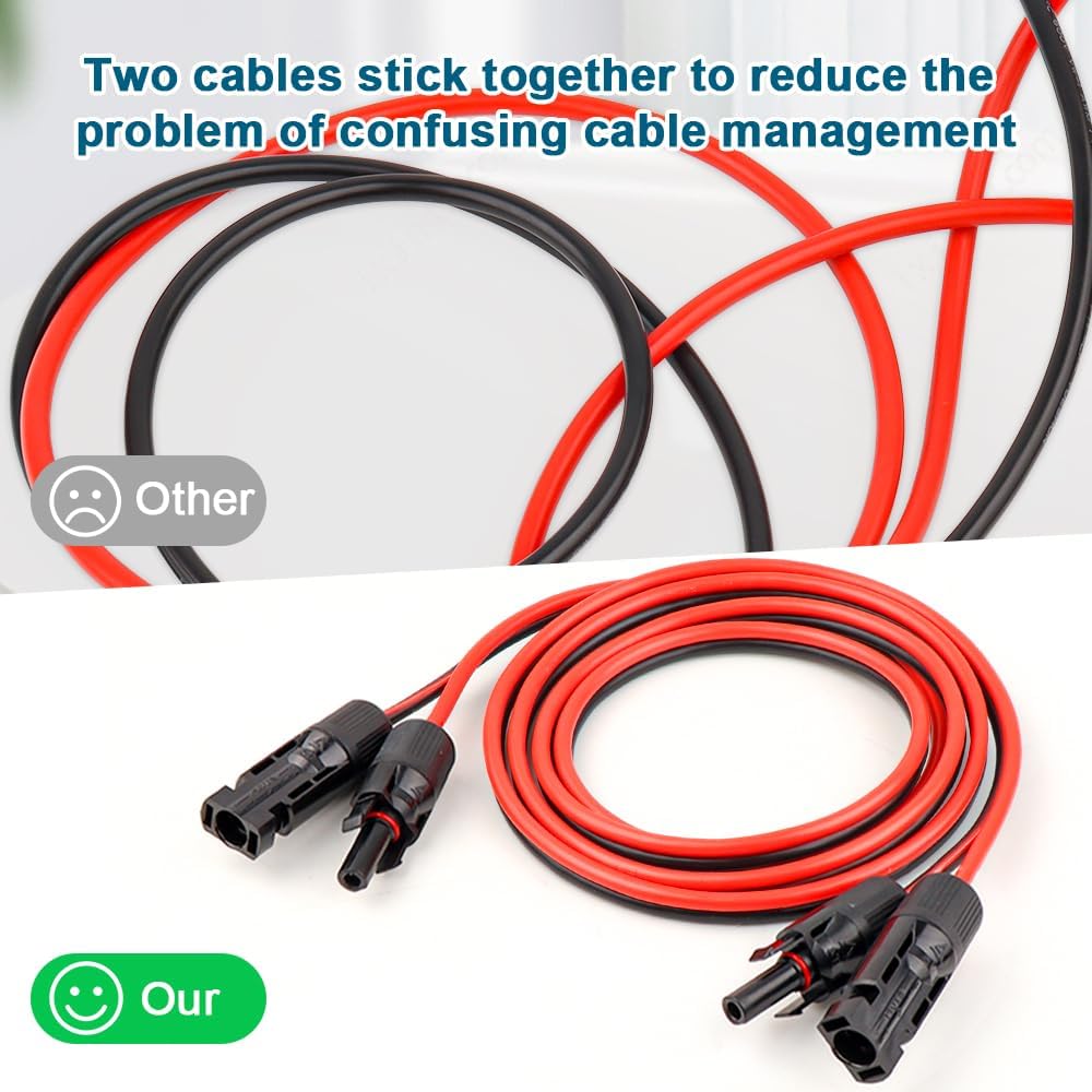 Cable extensión solar 10 AWG 3 pies conector macho hembra