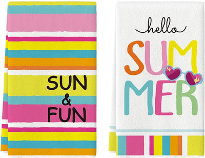 Juego de 2 toallas de cocina de verano con estampado de granja