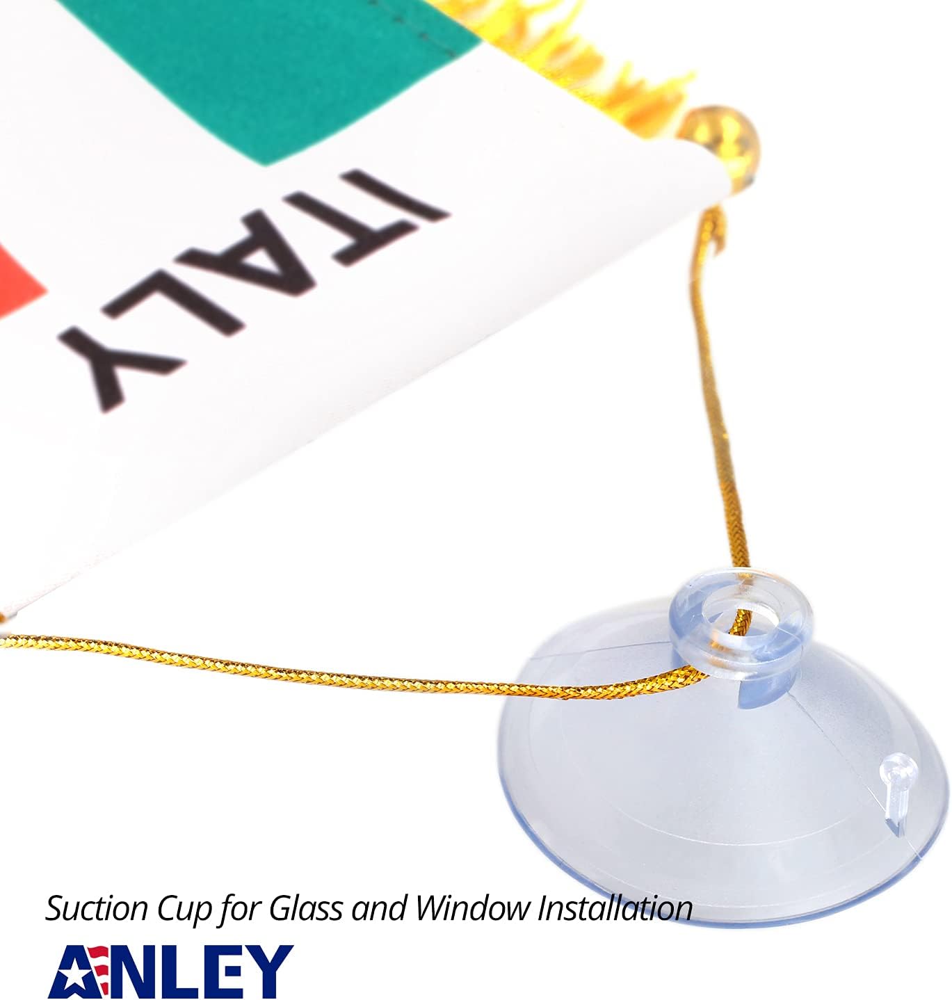 Bandera colgante Italia 4x6pulg con ventosa y flecos