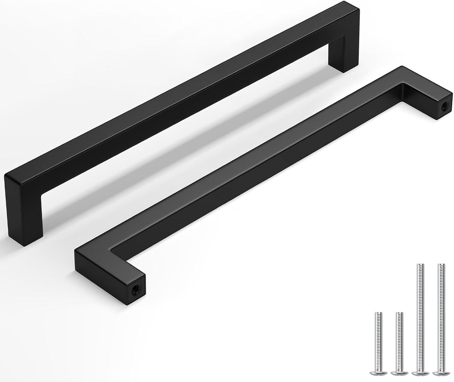 10 Tiradores Barra Cuadrada Negro 10-1/16pulg Acero Inox