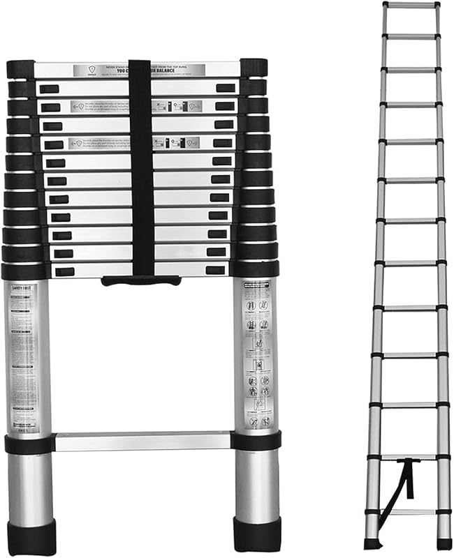 Escalera telescópica aluminio 14.5ft ligera plegable 330lb