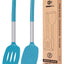 2 Pzas Espátulas Silicona Antiadherente para Pescado Huevos Azul