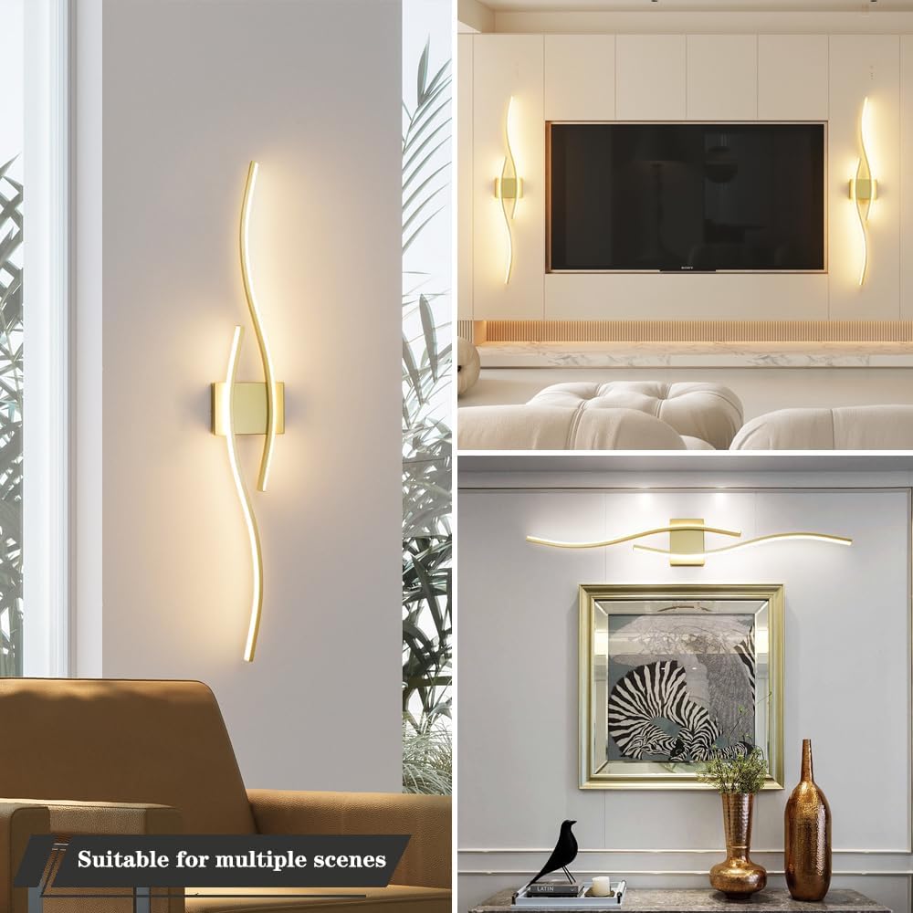 Lámpara baño dorada led con control remoto 40.5pulg