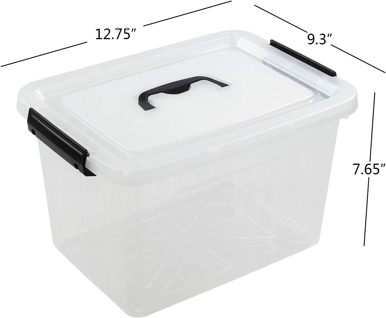 Contenedor plástico transparente 12qt con tapa y mango negro