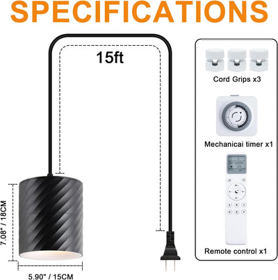 Lámpara colgante planta espectro completo 20W ajustable