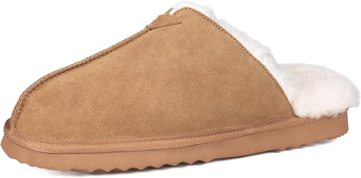 Pantuflas piel oveja suela goma antiderrap tipo mocasín