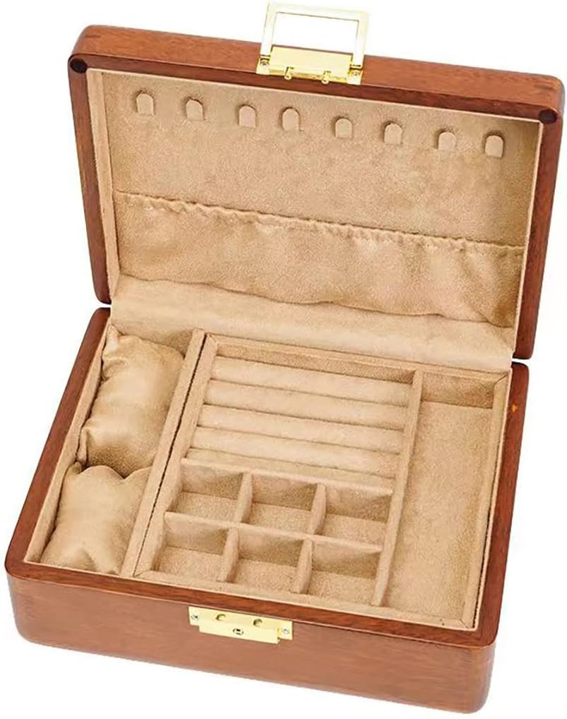Joyero madera maciza 2 capas cerradura llave