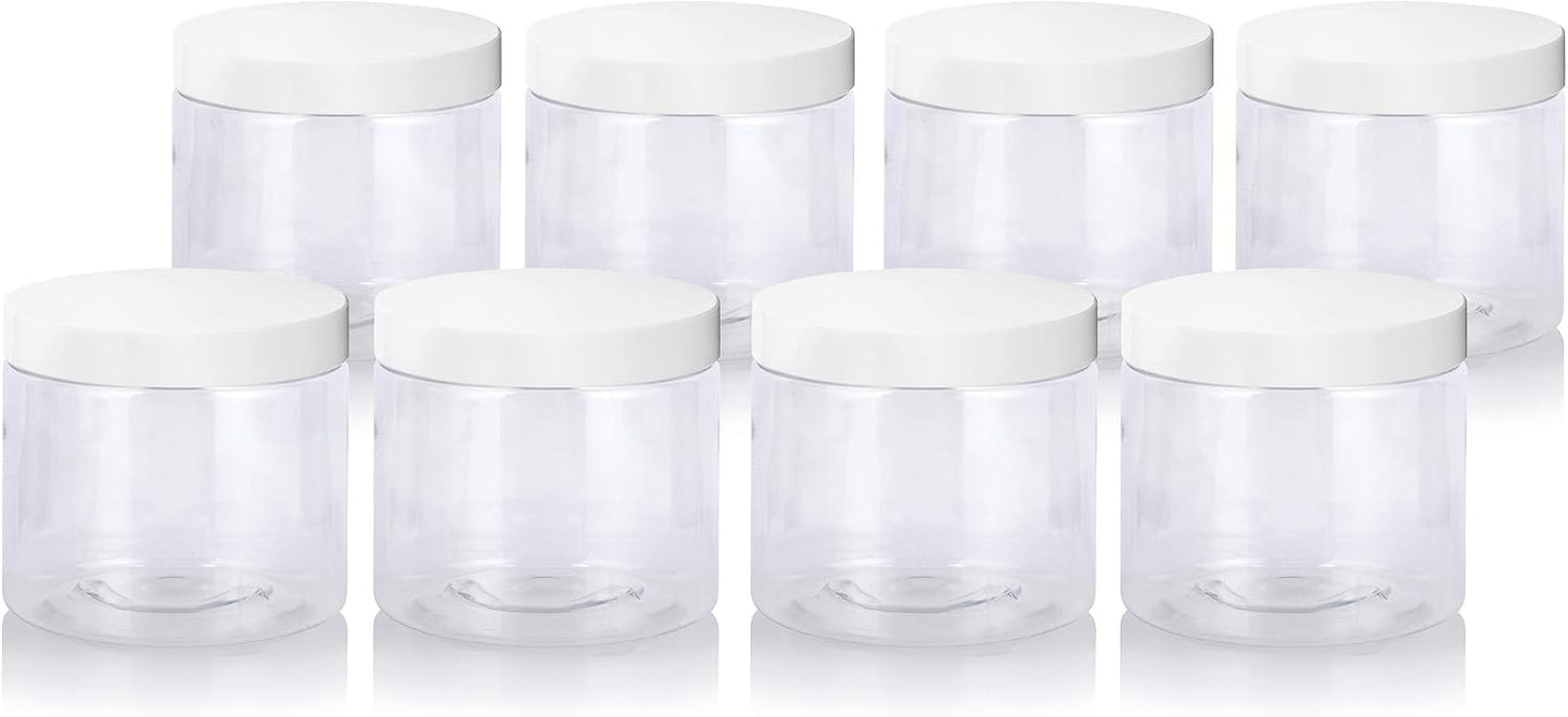 Tarro PET transparente 16oz sin BPA recargable 8 Pzas