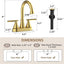 Grifo baño 4" oro cepillado sin plomo con tapón drenaje