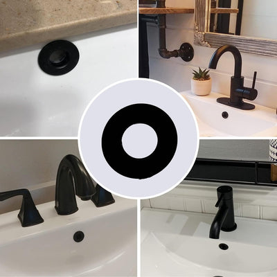 2 Pzas Anillo Desbordamiento Fregadero Baño Negro Mate Latón