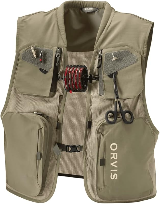 Chaleco pesca malla ligero 8 bolsillos cuello acolchado