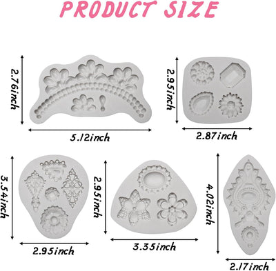 Moldes silicona decorativos para joyas y fondant barroco
