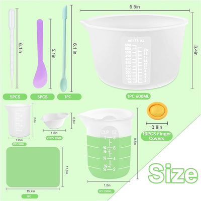 Kit tazas medidoras silicona 600ml 250ml 100ml con alfombrilla