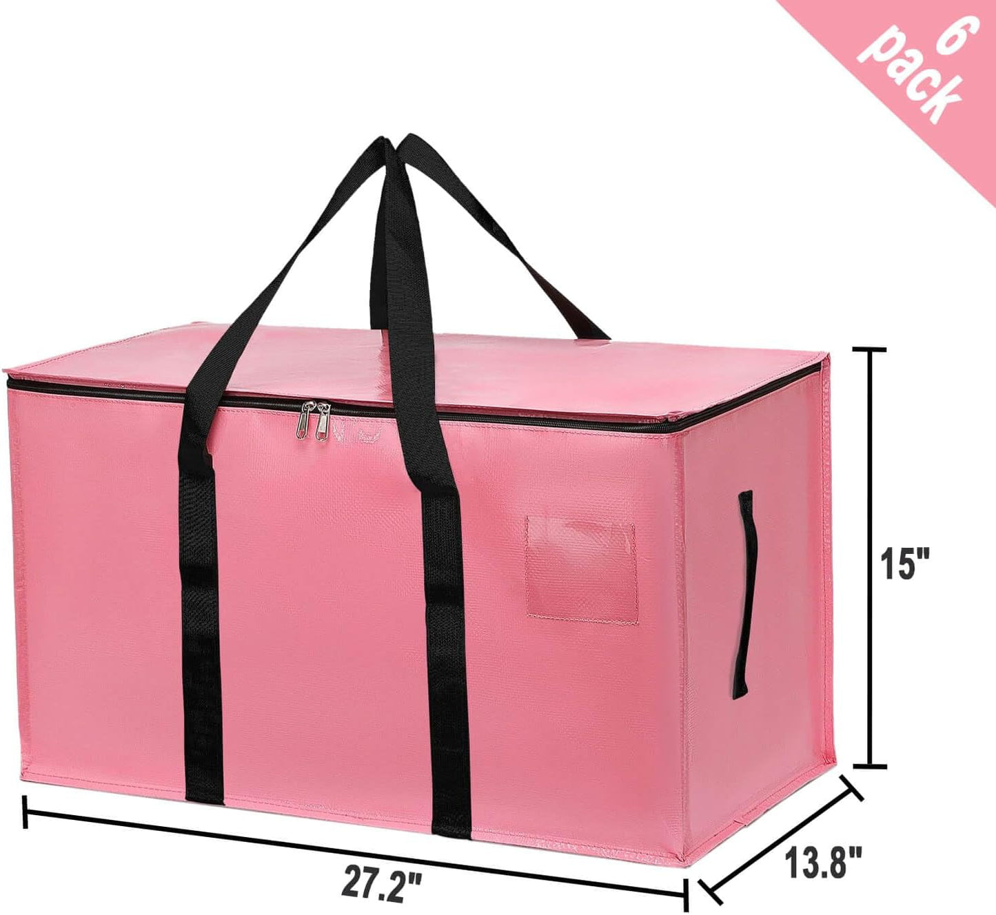 6 Pzas Bolsas Mudanza con Cremallera Asa Rosa