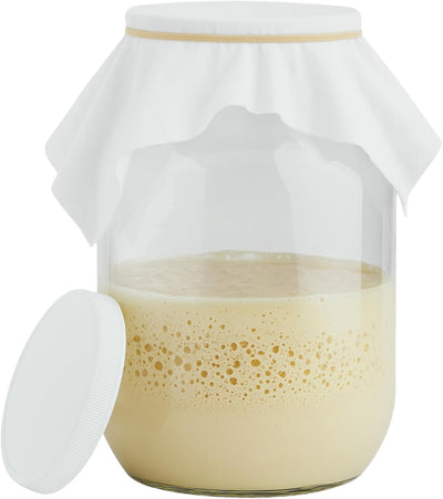 Tarro masa madre 1gal boca ancha con paño tapa