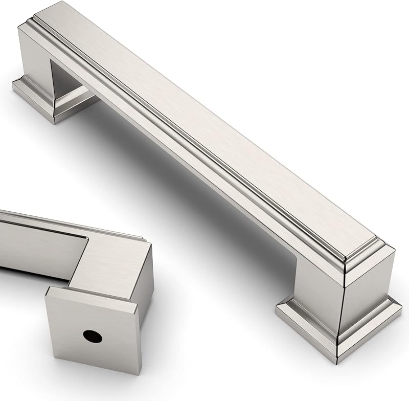 10 Manijas Níquel Satinado 3.75" para Gabinetes
